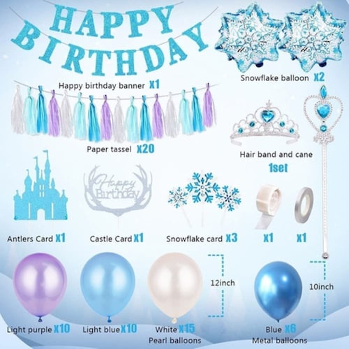 Globo Congelado Cumpleaños Decoraciones Niña, Cumpleaños Azul