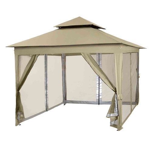 Toldo Gazebo Pergola 3.3x3.3mts Paredes Jardin Impermeable Beige