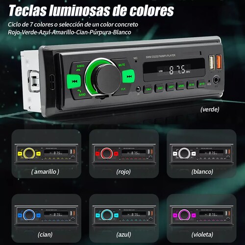 Auto Estereo Coche Reproductor Mp3 Radio Con Bt Aux 2usb Sd