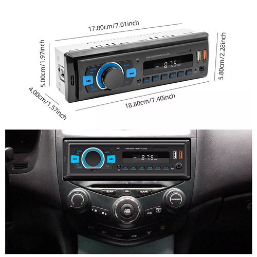 Auto Estereo Coche Reproductor Mp3 Radio Con Bt Aux 2usb Sd