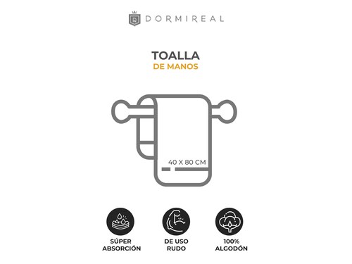 Toalla De Manos Blanca 780gr 40x80cm Dormireal