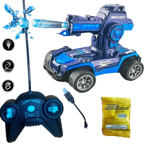 Carro Tanque A Control Remoto Lanza Hidrogel Luz Recargable