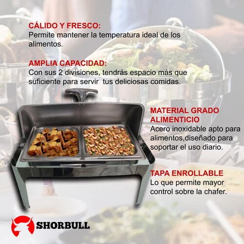 Chafer Hotelera Buffet Acero inoxidable Medio SHORBULL