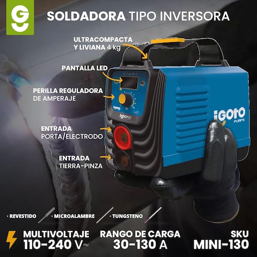 Soldadora Inverter 030-130 A 110/220V Ca Ca Igoto Mini-130
