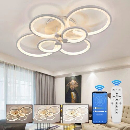 Lámpara Techo Moderna Led Regulable 40w P/sala+app Y Control Blanco