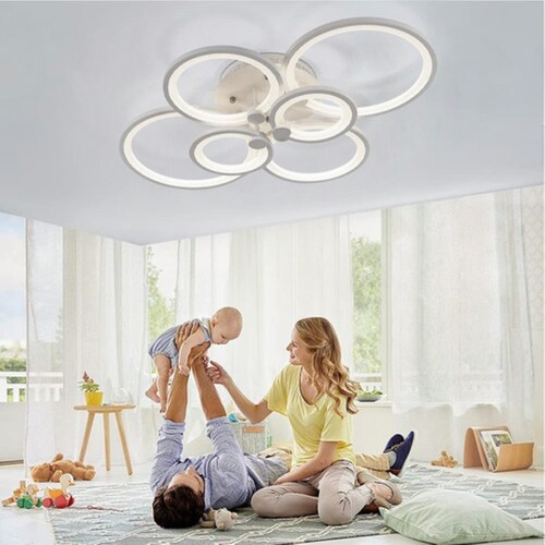 Lámpara Techo Moderna Led Regulable 40w P/sala+app Y Control Blanco