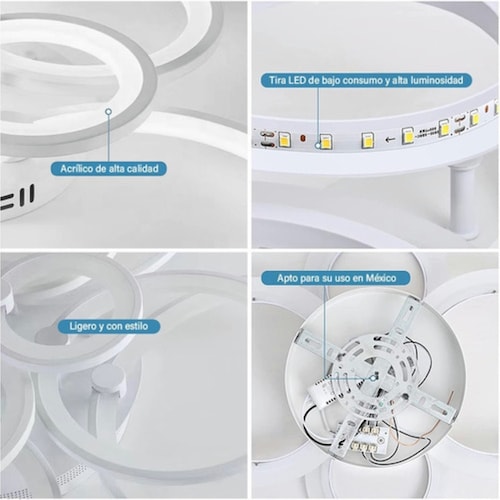 Lámpara Techo Moderna Led Regulable 40w P/sala+app Y Control Blanco