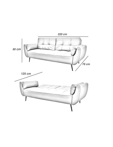 Sofa Cama de Piel Genuina Toronto Color Azul Marino - Confortopiel.
