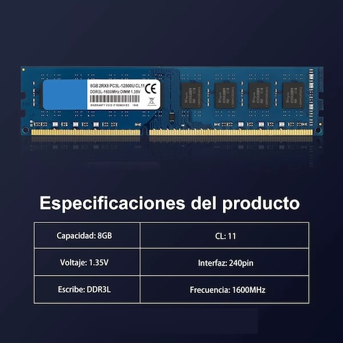 Memoria Ram Tecmiyo Ddr3l-1600 De 16gb (2x8gb)