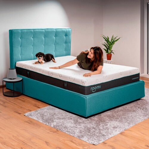 Cabecera Queen Size, Elaborado de Madera de Pino, Roomi Explorer Color Azul.