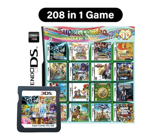 Nintendo DS Lite Con Cartucho Con 208 Videojuegos Color Gris.