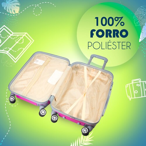 Maleta De Viaje Express Ligera 17 Pulgadas Etco Travel Equipaje De Mano Fuchsia para Avion Ruedas 360 Barata