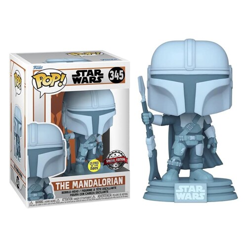 Funko Pop Mando Holograma Glow Star Wars The Mandalorian 