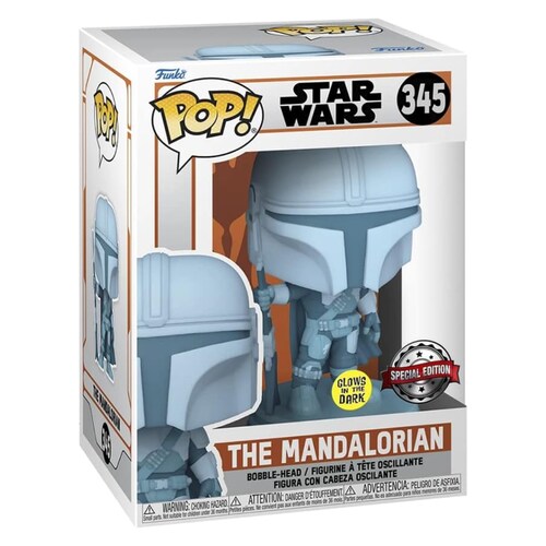Funko Pop Mando Holograma Glow Star Wars The Mandalorian 