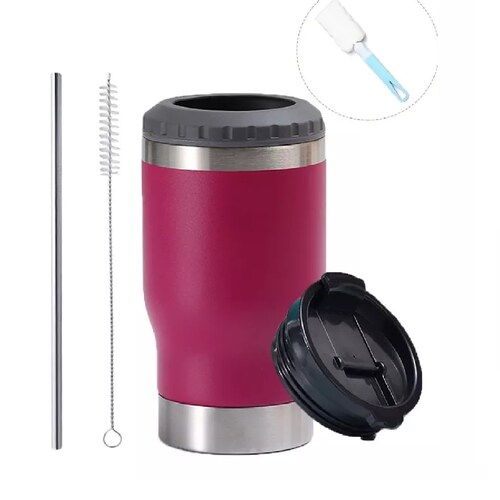 Portalatas De Cerveza De Acero Inoxidable Vaso Térmico 14oz Rosa Roja