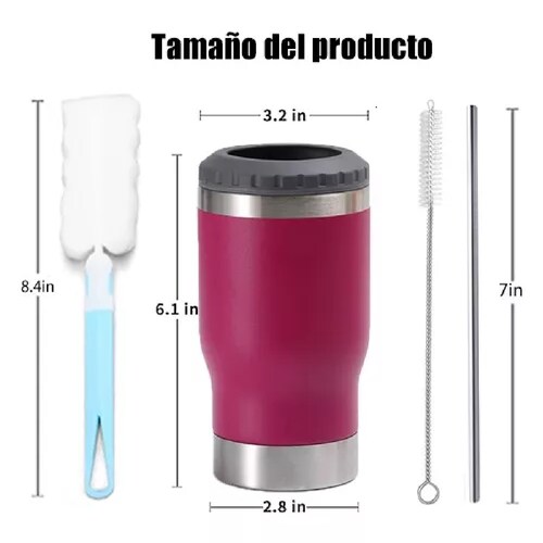 Portalatas De Cerveza De Acero Inoxidable Vaso Térmico 14oz Rosa Roja