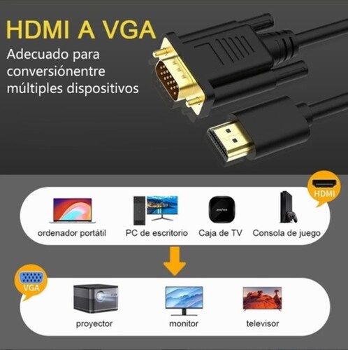 Adaptador De Hdmi A Vga Con Cable De Audio De 1.5m Negro