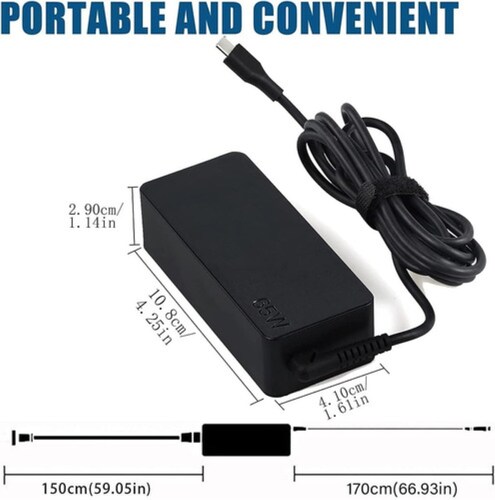 Cargador Usb Tipo C, Hp, Dell, Huawei 20v 3.25a Negro