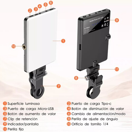Luz 60 Led Para Celular Con Clip,luz Portátil Para Selfie