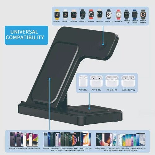 3 En 1 Cargador Inalambrico Para iPhone/iwatch/AirPods