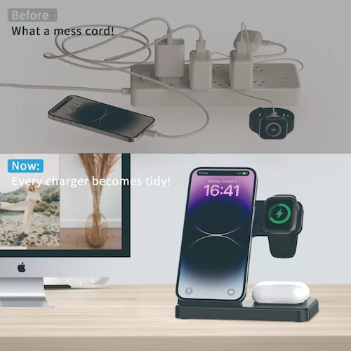 3 En 1 Cargador Inalambrico Para iPhone/iwatch/AirPods