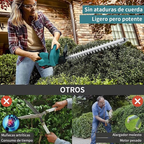 Cortasetos Eléctrico Inalámbricopara De Poda Con 2 Baterías