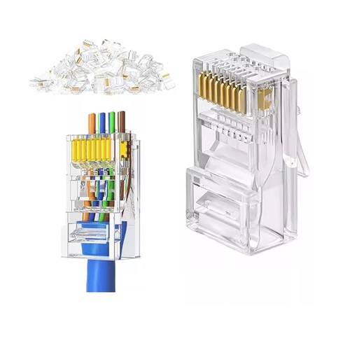 Set 100 Plug Conector Profesional Cat 6 Rj45 Cable Red Utp