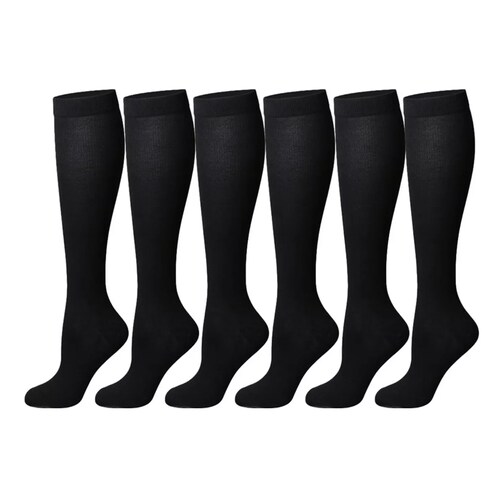 Juego 6 Pares Calcetas Compresión U Alivia Varices Y Circulación Negro S/M