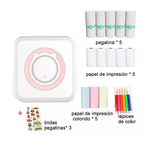 Impresora Térmica Portátil Inalámbrica Con Bluetooth Rosa