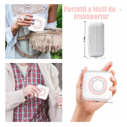 Impresora Térmica Portátil Inalámbrica Con Bluetooth Rosa