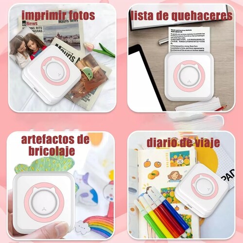 Impresora Térmica Portátil Inalámbrica Con Bluetooth Rosa