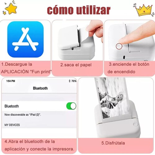 Impresora Térmica Portátil Inalámbrica Con Bluetooth Rosa