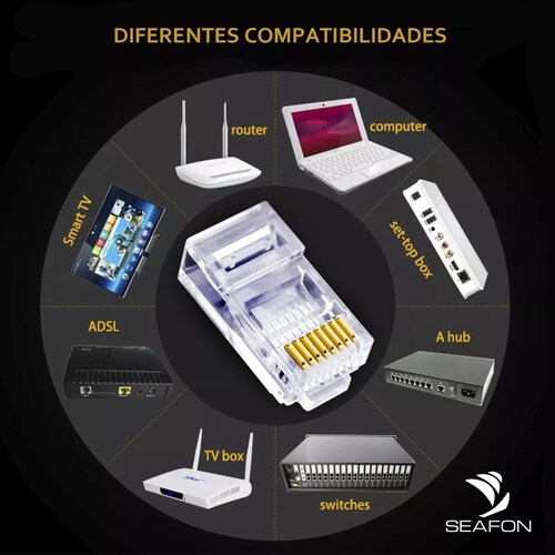 Kit Plug Conector Rj45 Para Cable Red Utp Cat 5e 100 Piezas