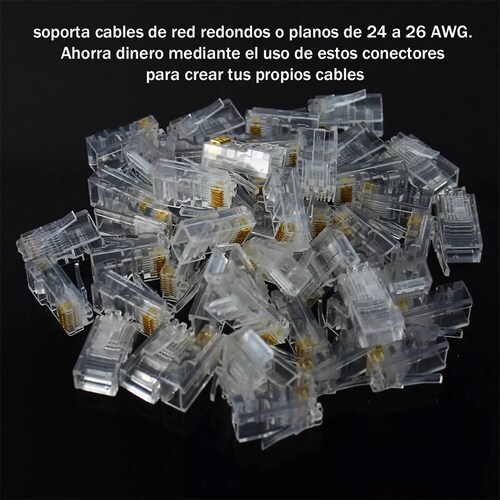 Kit Plug Conector Rj45 Para Cable Red Utp Cat 5e 100 Piezas