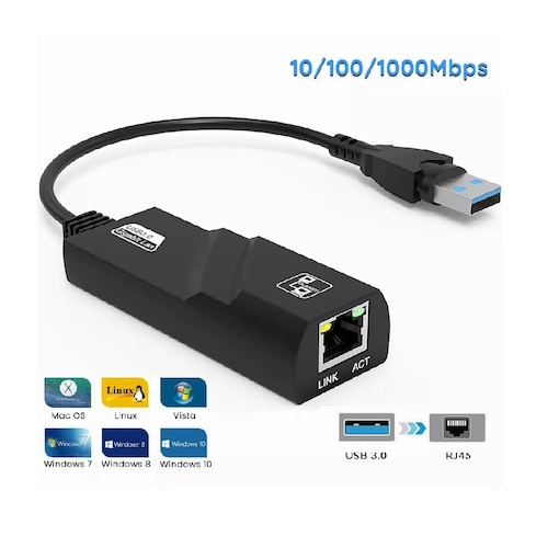 Adaptador Ethernet Usb 3.0 A Rj45 Gigabit Lan 1000mbps