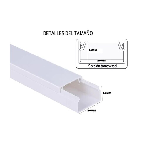 Set Canaleta Pvc Para Cable 10x20mm X 40cm 10pzs Y 20 Codos