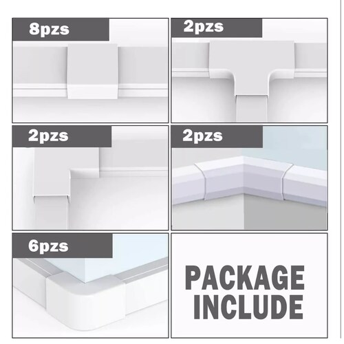 Set Canaleta Pvc Para Cable 10x20mm X 40cm 10pzs Y 20 Codos