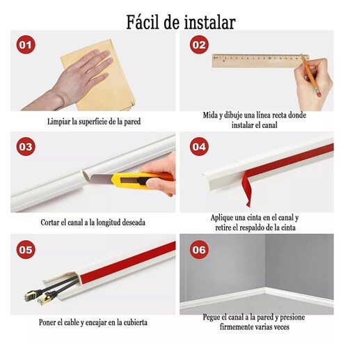 Set Canaleta Pvc Para Cable 10x20mm X 40cm 10pzs Y 20 Codos