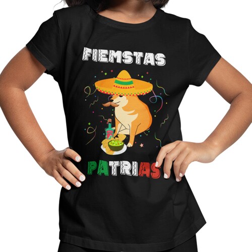 Playera Caballero, Dama y Niño Cheems Patrio Meme Celebración Independencia 