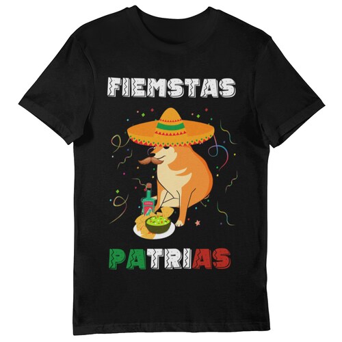 Playera Caballero, Dama y Niño Cheems Patrio Meme Celebración Independencia 