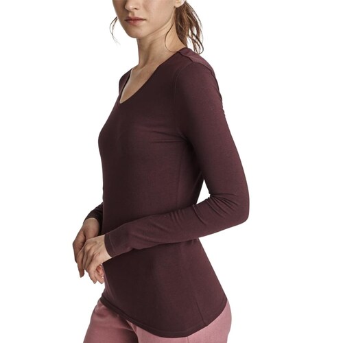 Playera básica, manga larga color vino, para mujer, marca Holly Land mod. 166708
