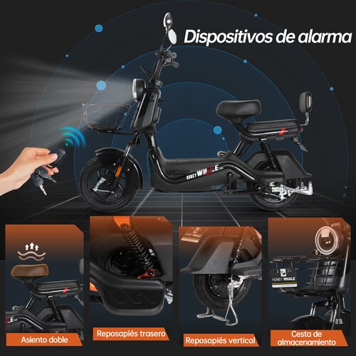 Motobici eléctrica Honey Whale U3S Negro.