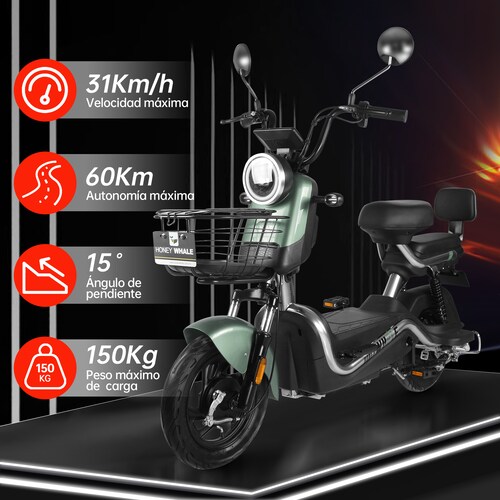 Motobici eléctrica Honey Whale U3S Verde.