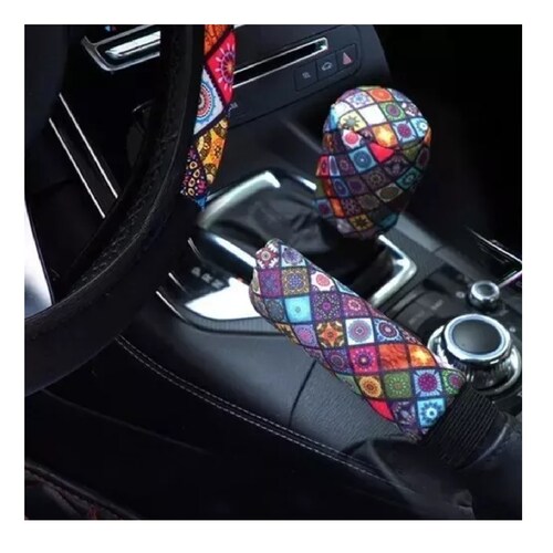 Kit Funda Cubre Volante Accesorio Auto Mujer Azulejo Mosaico