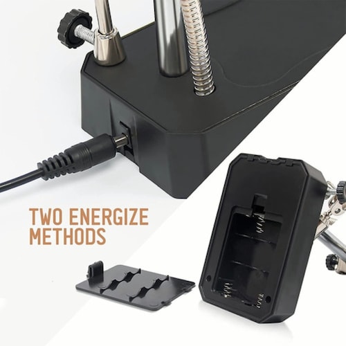 Lupa Con Luz Led Pinza Base Para Cautin Reparar Electrónicos Negro