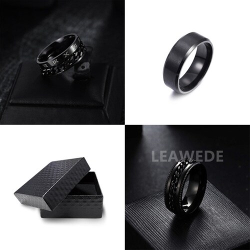 3pzs Anillo Hombre De Titanio Acero Inoxidable Minimalista Talla:11 (21mm)