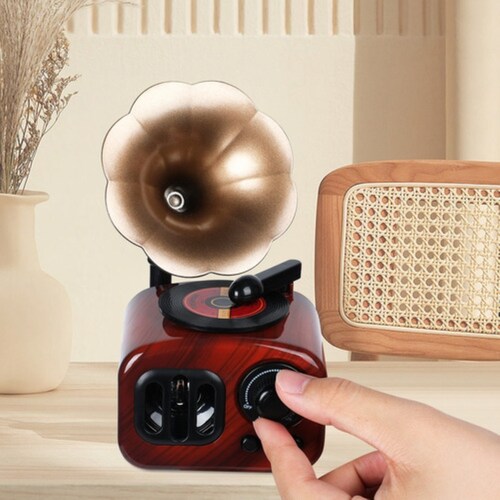 Caja Musical Cuerda Fonógrafo Antiguo Decorativo Marron