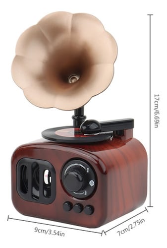 Caja Musical Cuerda Fonógrafo Antiguo Decorativo Marron