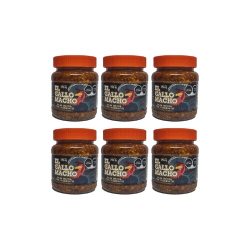 El Gallo Macho Sixpack Salsa Macha con cacahuate 250grs