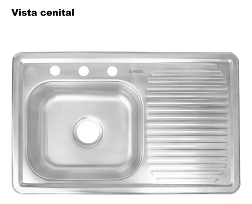 MEER Faucets by CNX | Tarja Sencilla con Escurridor en Acero Inoxidable para Cocina con Escurridor Derecho incluye Mezcladora Flexible con Dos Tipos de Chorro y Kit de Instalación